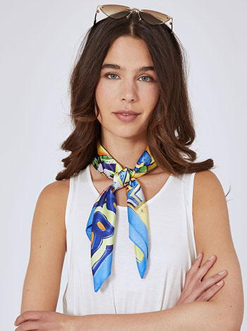 Neckerchief printed with lemons in blue