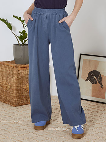 Παντελόνα με διακοσμητικές ραφές σε μπλε ραφ