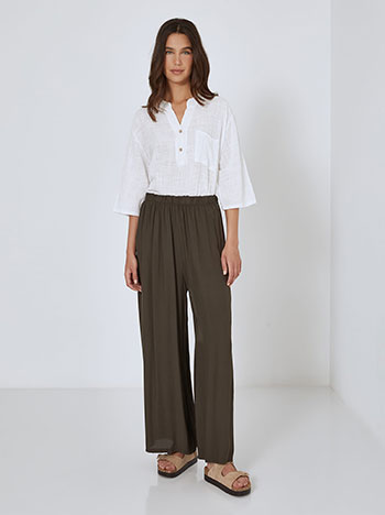 Wide leg trousers viscose in dark brown