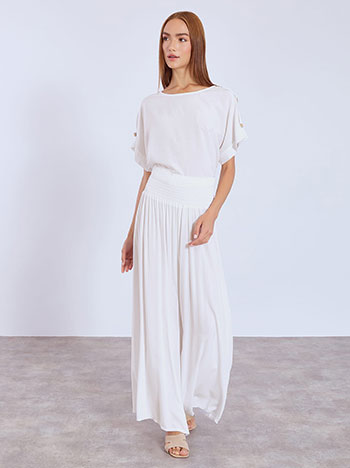 Wide leg trousers high waisted in white