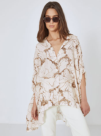 Shirt printed viscose in light beige
