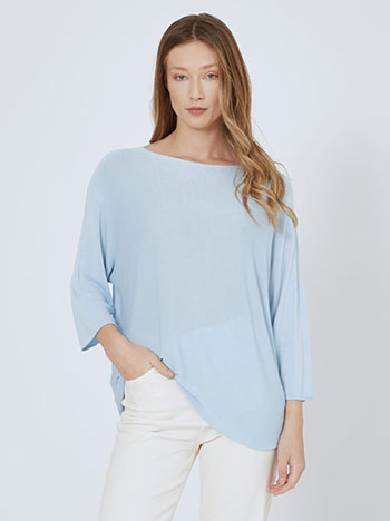 Top monochrome fine knitted in sky blue