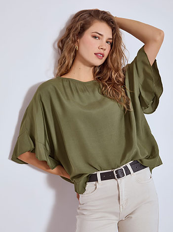 Top oversized viscose in khaki