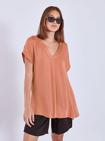 Μπλούζα με πιέτα σε σάπιο μήλο