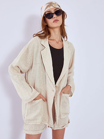 Blazer linen with pockets in beige