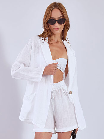 Blazer linen with pockets in white
