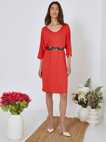 Dress monochrome midi in red