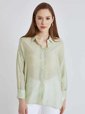 Shirt monochrome semi sheer in mint
