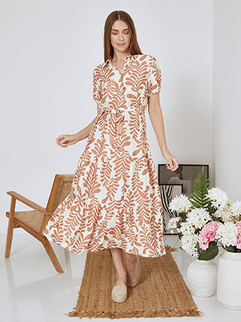 Dress midi with buttons in camel