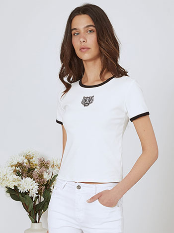 T-shirt κοντό με τίγρη σε λευκό