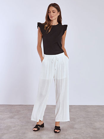 Wide leg trousers cotton in white