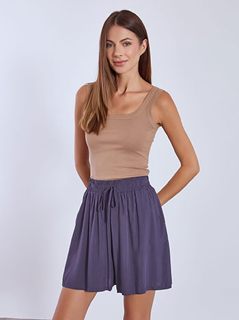 Shorts cotton high waisted in dark purple