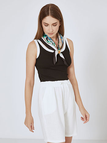 Bermuda shorts with linen in white