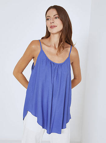 Top cotton with shirred details in blue