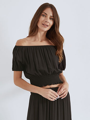 Crop top με ακάλυπτους ώμους σε μαύρο