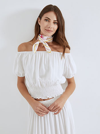 Crop top με ακάλυπτους ώμους σε λευκό