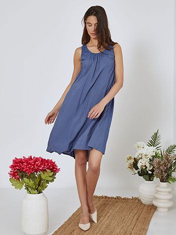 Dress sleeveless mini cotton in blue