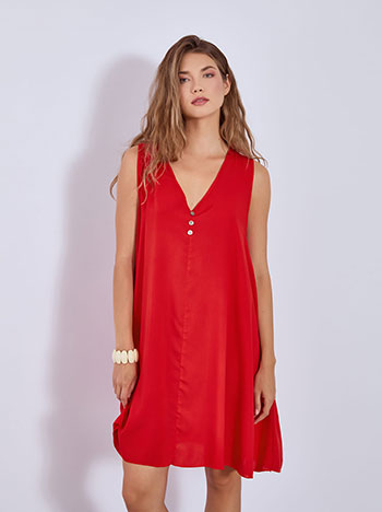 Dress midi with V neckline in red