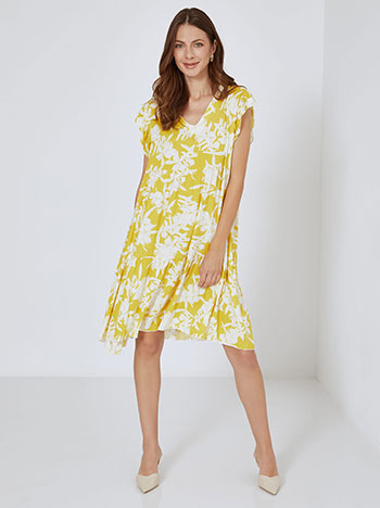 Dress cotton midi in dark yellow