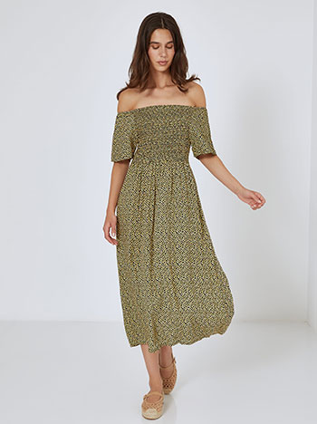Dress midi off the shoulder in yellow