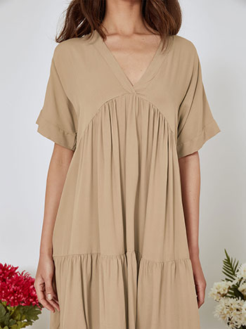 Dress cotton mini in brown - Pose1