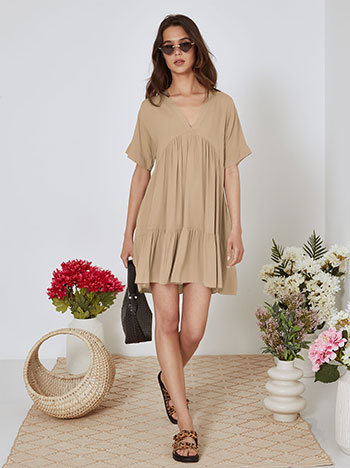 Dress cotton mini in brown - Pose3