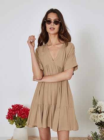 Dress cotton mini in brown - Pose0