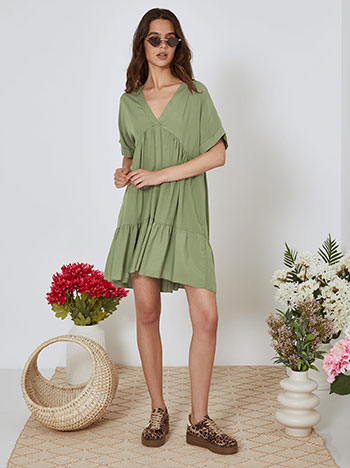 Dress cotton mini in khaki - Pose3