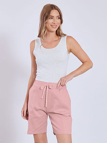 Bermuda shorts with elastic waistband in dusty pink