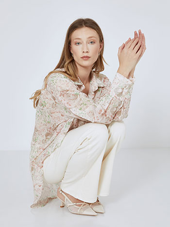 Shirt asymmetric floral in powder pink