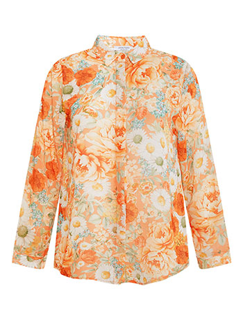 Shirt floral in orange - Pose2