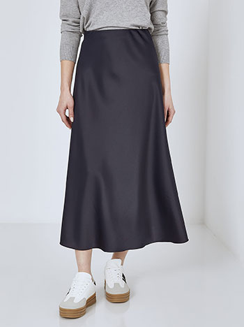 Skirt satin midi in dark blue