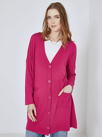 Cardigan long with buttons in purple