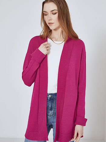 Cardigan with rolled up sleeves in purple