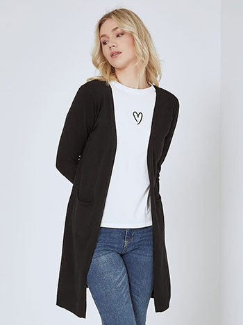 Cardigan long sleeved with pockets in black
