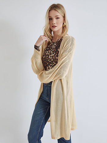 Cardigan semi sheer knitted in beige