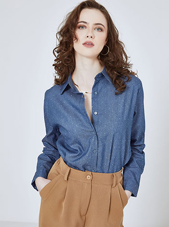 Shirt denim with strass in blue