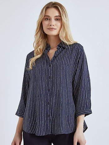 Shirt striped in dark blue