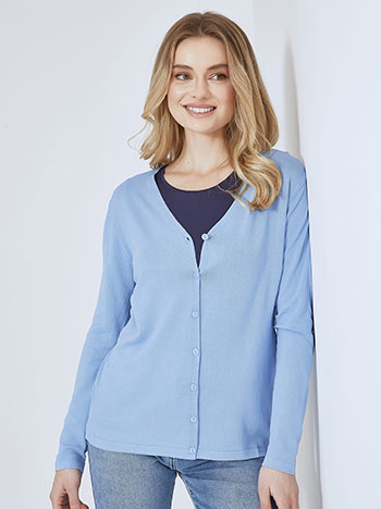 Cardigan with V neckline in sky blue