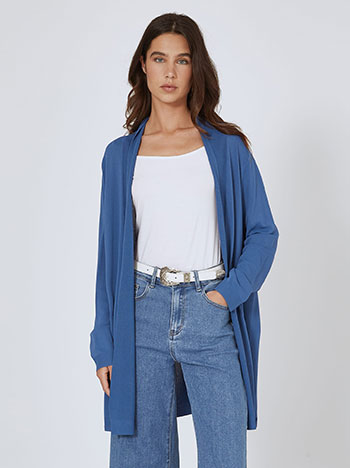 Cardigan long with pockets in blue