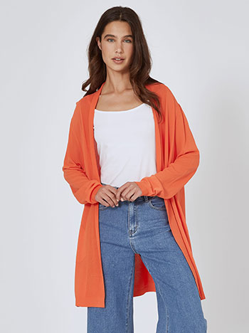 Cardigan long with pockets in orange