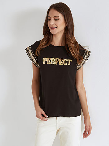 Top perfect with sequins in black