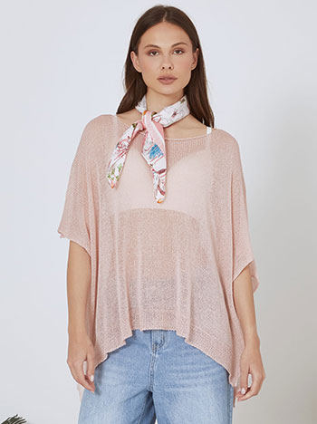 Top fine knitted asymmetric in dusty pink