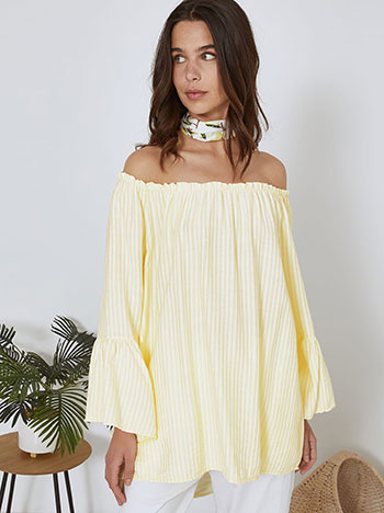 Top striped with elastic waistband in light yellow