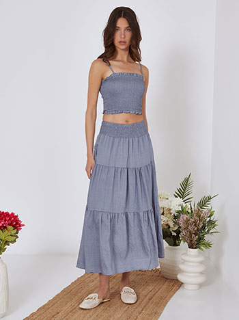 Σετ με crop top και midi φούστα σε μπλε ραφ