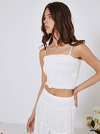 Crop top and midi skirt set in white, Celestino