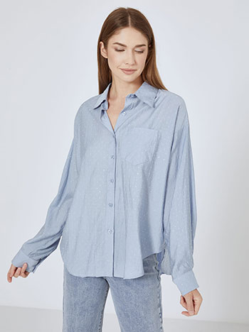Shirt with strass in rough blue