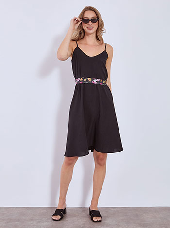 Dress midi with cotton in black