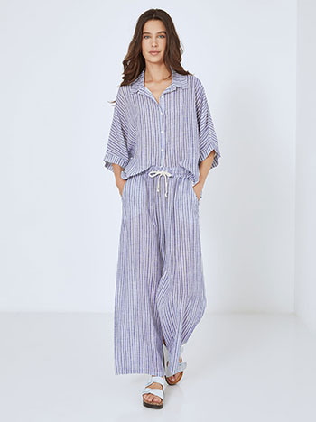 Wide leg trousers striped in blue