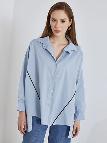 Shirt with decorative seams in sky blue